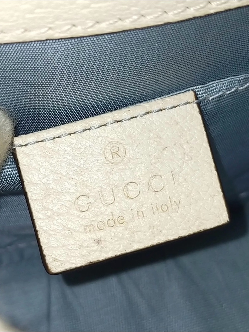 Gucci Cream Leather Top-Handle Shoulder Bag with Navy & Red Web - Picture 5 of 16